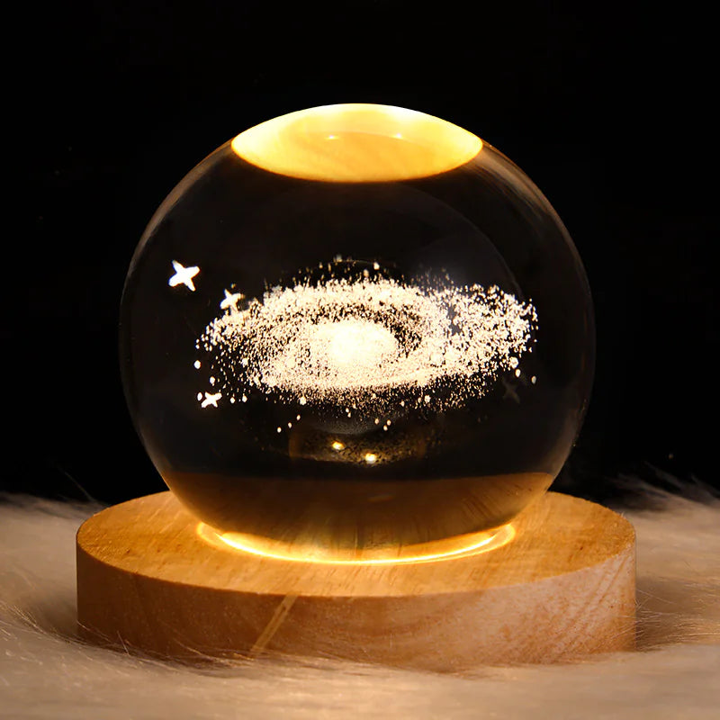LED Galaxy Crystal Ball Night Light – 3D Planet & Moon Table Lamp for Bedroom, Kids, and Gifts