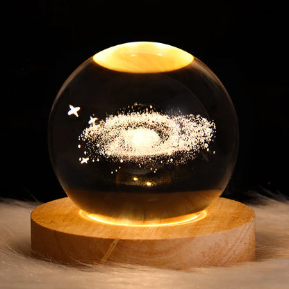 LED Galaxy Crystal Ball Night Light – 3D Planet & Moon Table Lamp for Bedroom, Kids, and Gifts